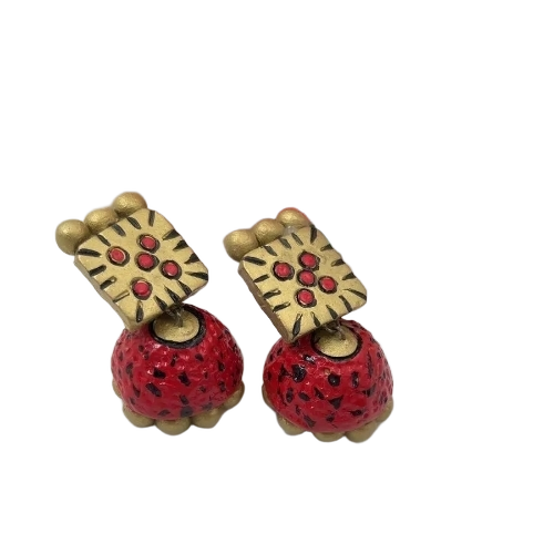 Handcrafted Red Terracotta Jhumkas
