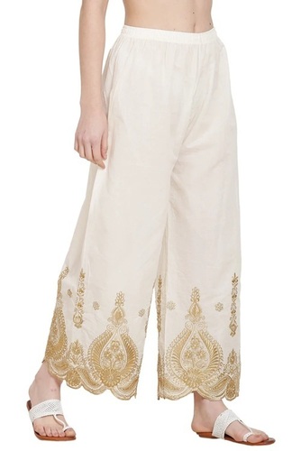 Ladies Chikan Embroidery Palazzo Pants