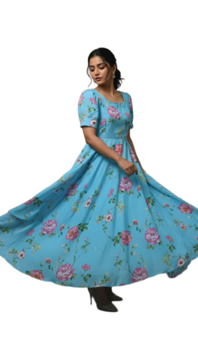 Floral Print Cotton Midi Dress