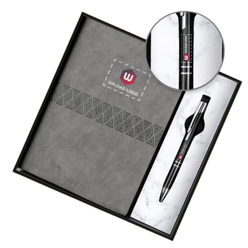 Personalized Employee Welcome Kit 2-in-1 Diary & Pen (Medium Gray) - Binding: Perfect Binding