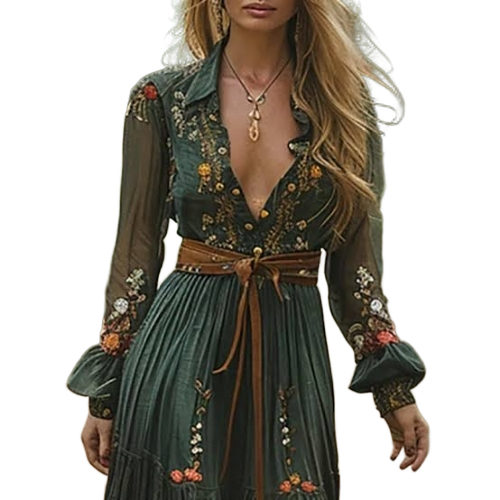 Western Dress - Optimum Quality Green Fancy Stitched Summer Wear, Anti-Wrinkle Shrink-Resistant
