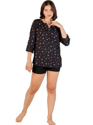 Black Rayon Printed Top