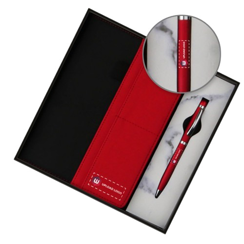 Employee Welcome Kit 2-in-1 Diary & Pen (Red & Black) - Binding: Perfect Binding