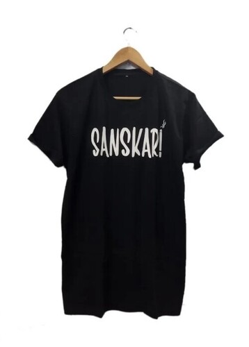 Sanskari Printed T Shirts - Cotton, Customized Size, Black | Round Neck, Half Sleeve, Printed Pattern, Handwash