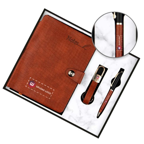 Combo Diary Pen & Keychain Set With Flipbox - Binding: Perfect Binding