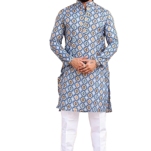 Printed Mens Cotton Kurta