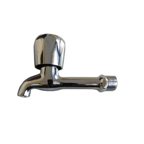 Satin 5 Inch Brass Long Body Bib Cock - Color: Silver