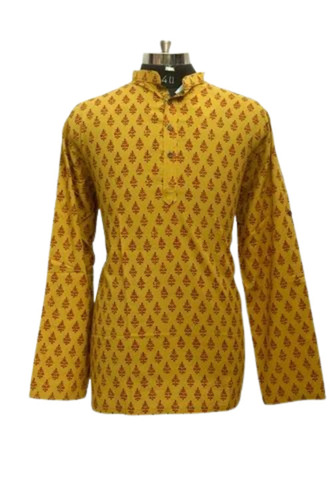 Full Sleeve Yellow Men Kurta - Design: Standard