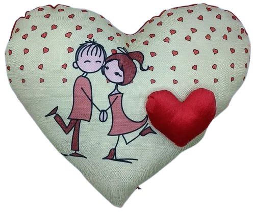 Heart Shape Printed Cushion