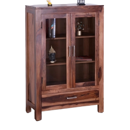 Sheesham Wood Glass Cabinets