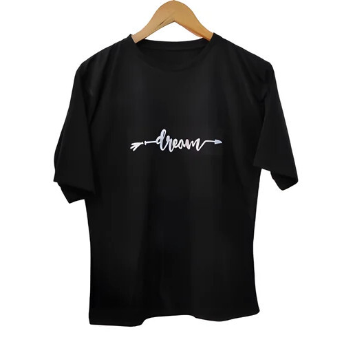 Black Round Neck Men T-Shirt - Design: Printed