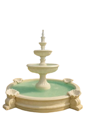White Marble Garden Fountain With Water Tank - Size: 60X60 Inch