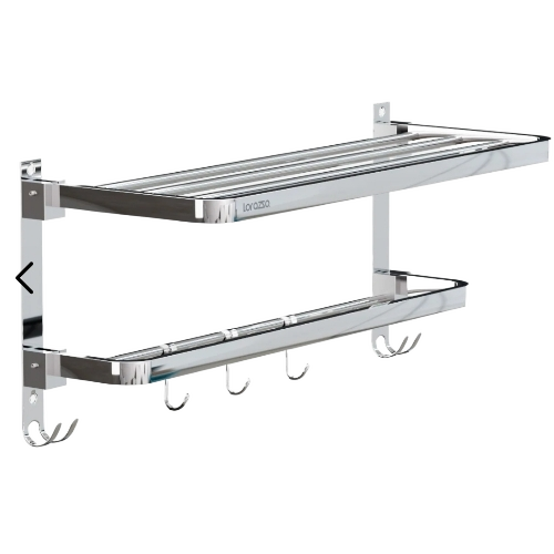 Folding Towel Rack - Stainless Steel 24 Inch & 18 Inch Silver | Durable Rectangular Wall Mount for Bathroom