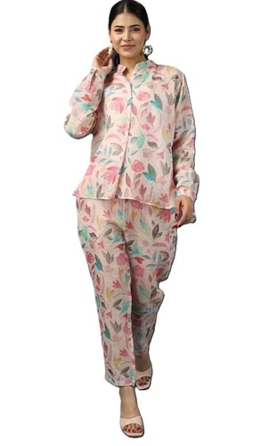 Linen Floral Print Shirt Pant Co Ord Set