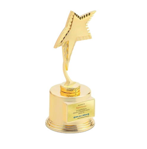 Golden Metal Trophy - Dimension (L*W*H): 10-15 Inch Inch (In)