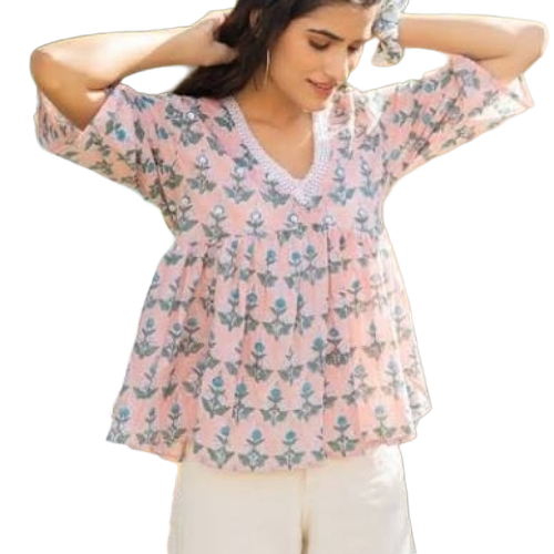 Printed V Neck Regular Fit Tops