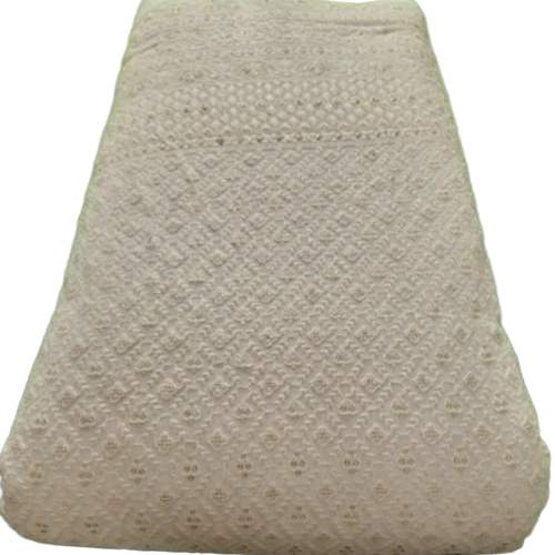 Sherwani Fabric - Viscose Georgette 44 Inches White, Embroidered Work, 200-250 GSM