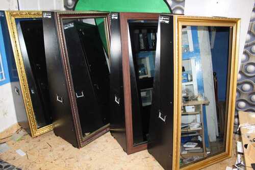 Magic Photo Booth Mirror - Glass Rectangular Frame, Brown, Standard Size Decorative