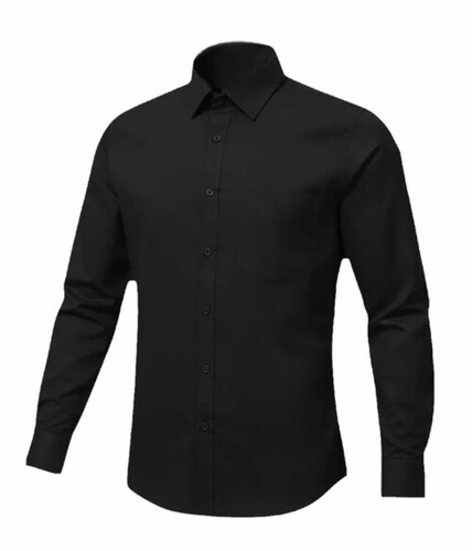 Black Cotton Plain Shirt