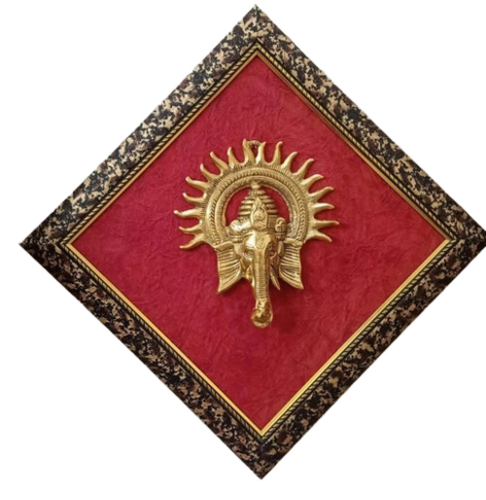 Framed Metal Ganesha Wall Hanging - Color: An