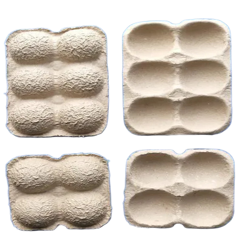 4 Cavity Apple Paper Pulp Trays - Color: White