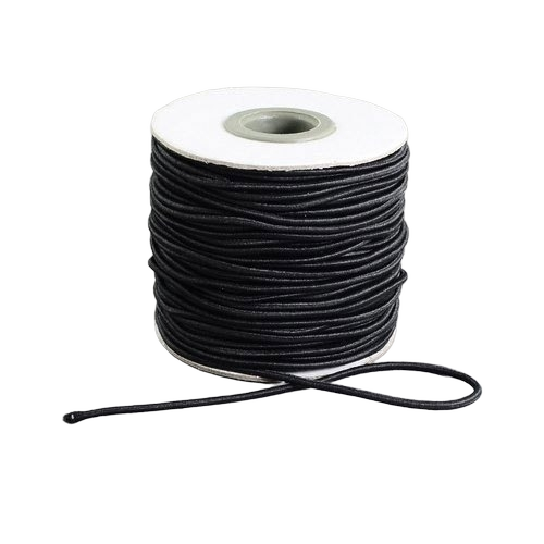 Plain Black Round Elastic Cord - Size: Various Sizes Are Available