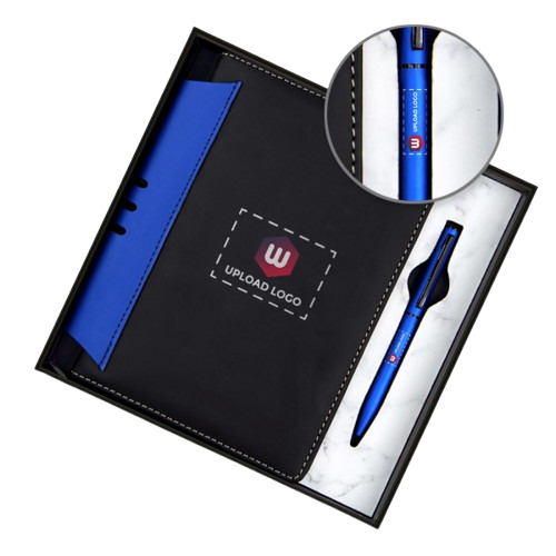Personalized Employee Welcome Kit 2-In-1 Diary & Pen (Blue & Black) - Dimension (L*W*H): 21*14*2.3 Centimeter (Cm)