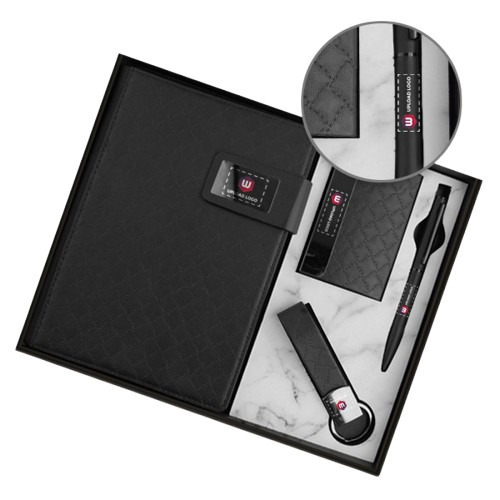 Personalized 4 In 1 Diary Employee Gift Set (Black) - Color: Black