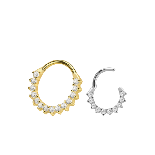 Hinged Segment Ring With Cz Stones - Earrings Type: Hoop Earrings