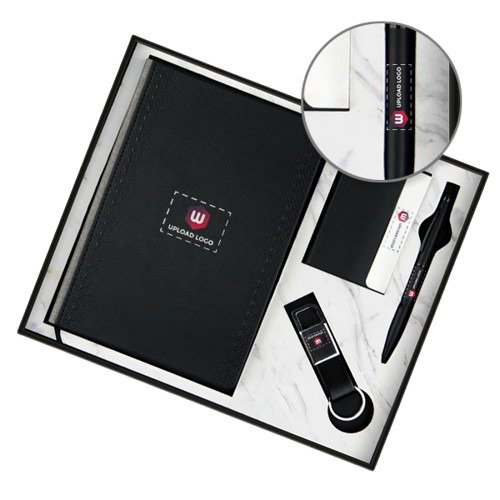 Personalized 4 In 1 Diary Employee Gift Set Black - Dimension (L*W*H): 22*16*2.5 Centimeter (Cm)