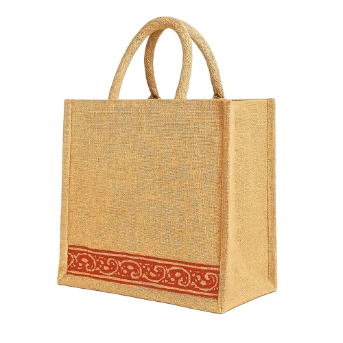 Brown Printed Jute Bag