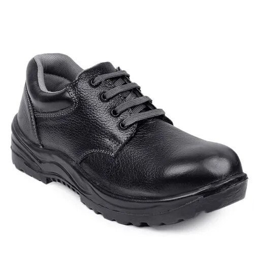 Genuine Leather Stylish Casual Safety Shoes - Color: Black