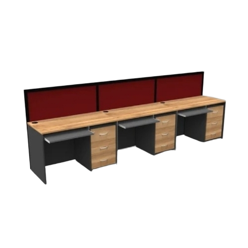 Three Seater Wooden Office Workstation