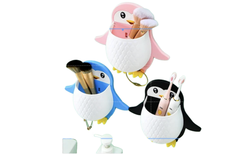 Penguins Wall Mount Toothbrush Holder Stand