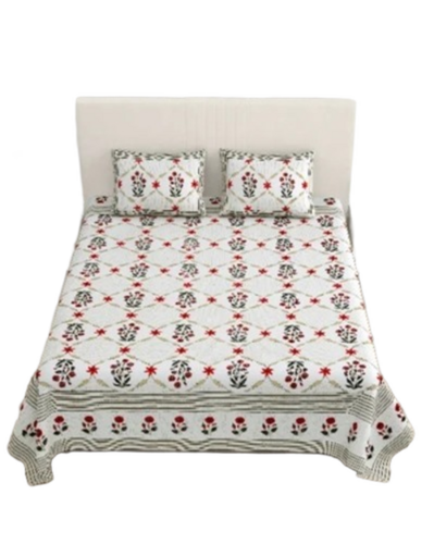 Cotton Blend Double Bed Sheet Set - Color: Multi