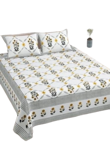 Poly Cotton Double Bed Sheet Set - Color: Multi