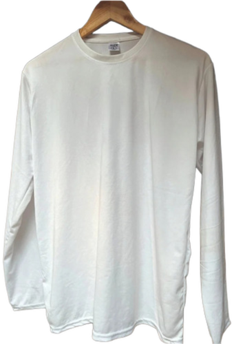 Plain Round White Full Sleeve Polyester T Shirt