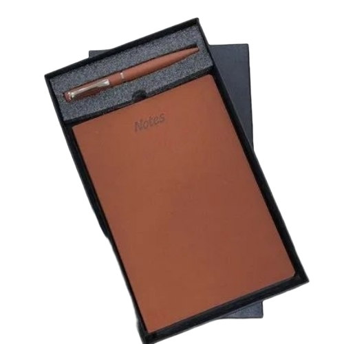 2 In 1 Gift Set Diary And Ball Pen - Color: Brown