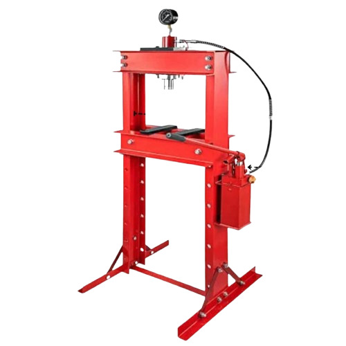 30 Ton Hydraulic Shop Press With Gauge - Dual Speed Hand Pump - Color: Red