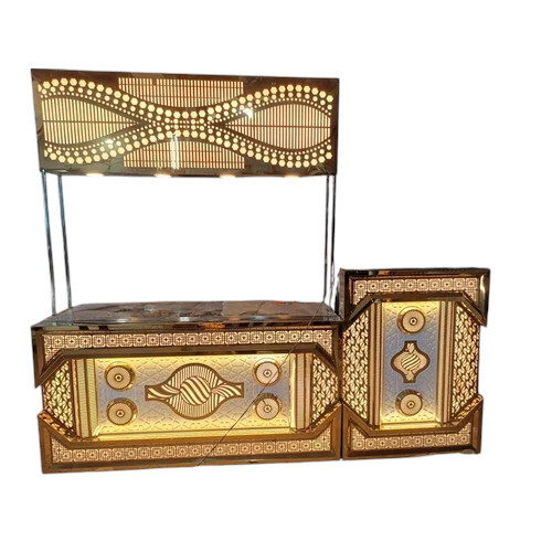 4.85 Feet Mild Steel Catering Counter - Color: Golden