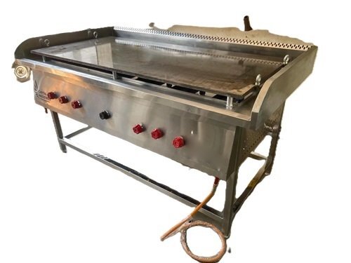 Dosa Hot Plate - Stainless Steel 24x18 Inches Silver 3 LPG Burners