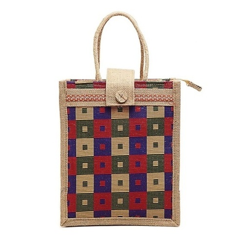 Jute Hand Bags - Rectangular Shape, Multicolor | Lightweight, Washable, Reusable, Hand Length Handle