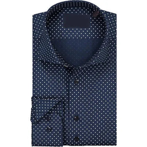 Men Blue Printed Formal Shirt - Cotton Slim Fit Collar Neck, Full Sleeves, Small to XL | Comfortable, Washable, Button Closure