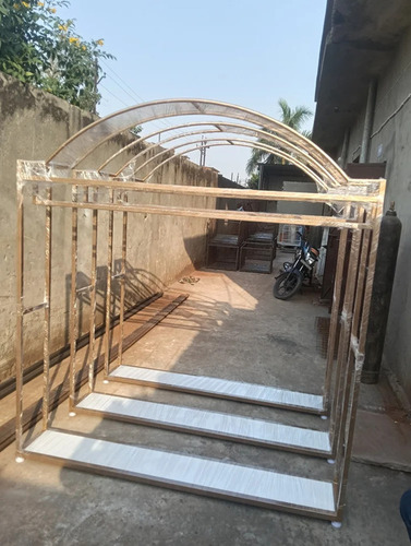 Modular Garment Stand Hanger - Mild Steel 6'x2'x5'H Golden 4 Wheels | Durable Metal Garment Hanger with Metal Hooks