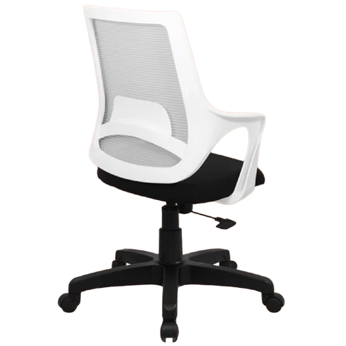 Pears White Mb Chair - PVC Material, Leather Seat, Medium Back, White & Black, Tilt Mechanism, Adjustable Arms | Modern, Durable, Eco-Friendly Indoor Chair