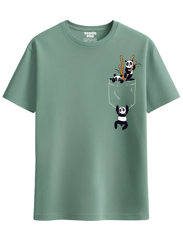 Pocket Pandas Cotton T Shirt