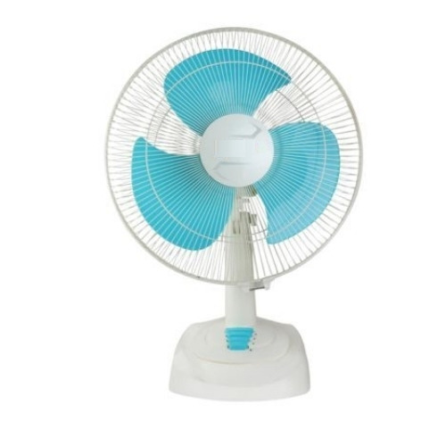 12 Inch Table Fan - Plastic, 300 mm, Blue & White | 3 Blades, Electrical, 230 Volt, 1 Year Warranty