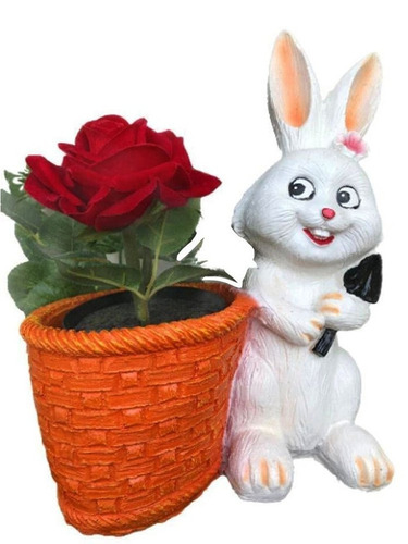 Rabbit Resin Planters - Resin, 22.86x15.24x30.48 cm, Multicolor, Painted Finish, Weather Resistant
