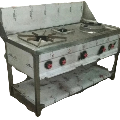 Stainless Steel Chinese Gas Range With Three Burners
