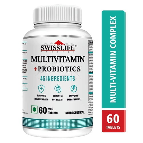 SwissLife Forever Multivitamin with Probiotics - 45 ingredients for men and women (60 Tablets)